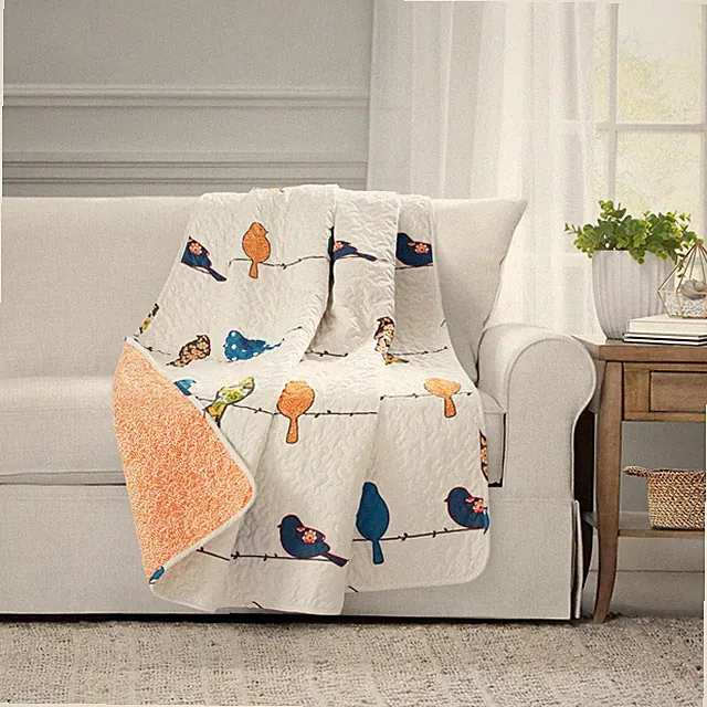 1053644760 Lush Decor Rowley Birds Reversible Throw Blanket, 50" W x 60" L