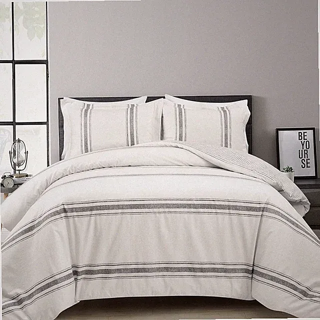 Lush Décor 3pc California King Farmhouse Stripe Reversible Oversize Duvet-New