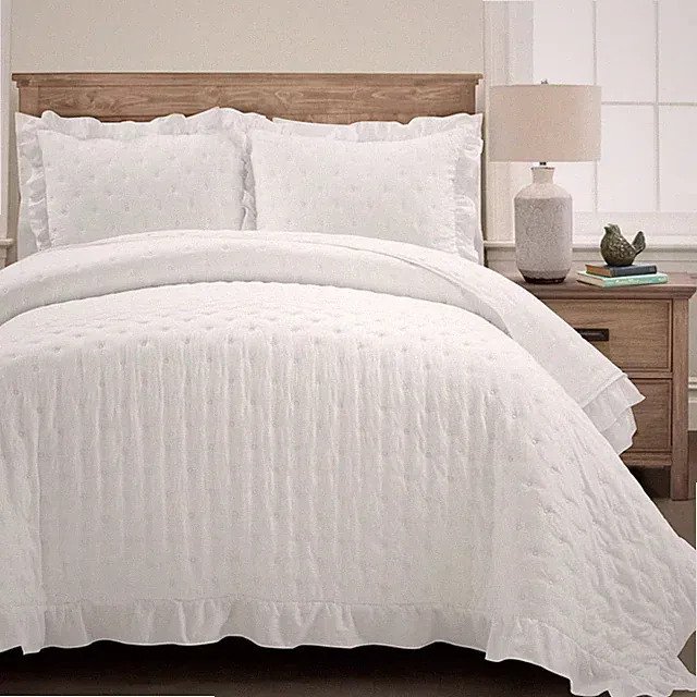 Lush Décor 3pc Full/Queen Reyna Ruffle Reversible Oversized Quilt Set White
