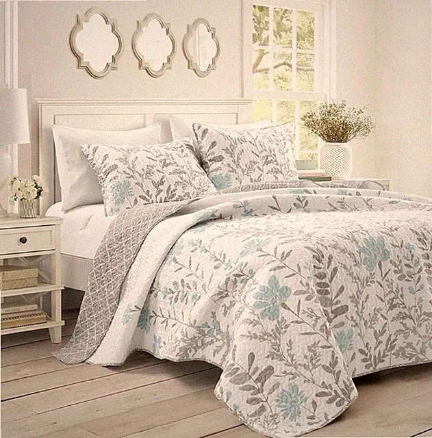 Lush Décor Aprile Cal King Quilt Set Botanical Reversible Quilted Polyester