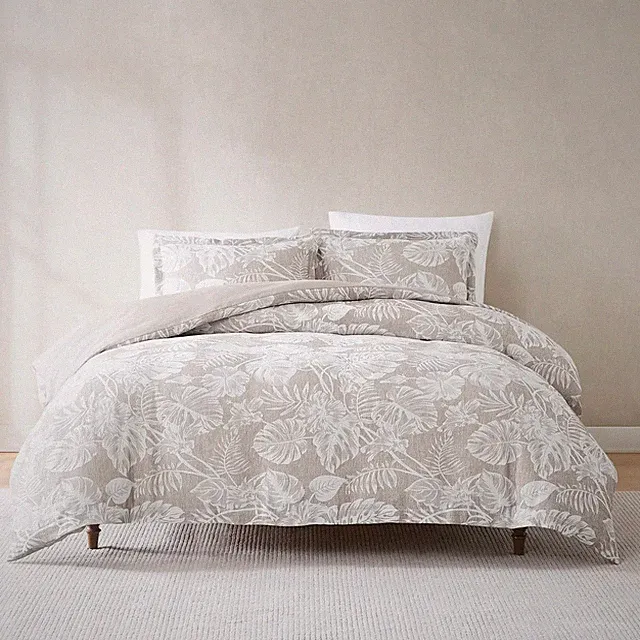 Lush Décor King Bali Tropical Leaves Gauze Jacquard Duvet Cover