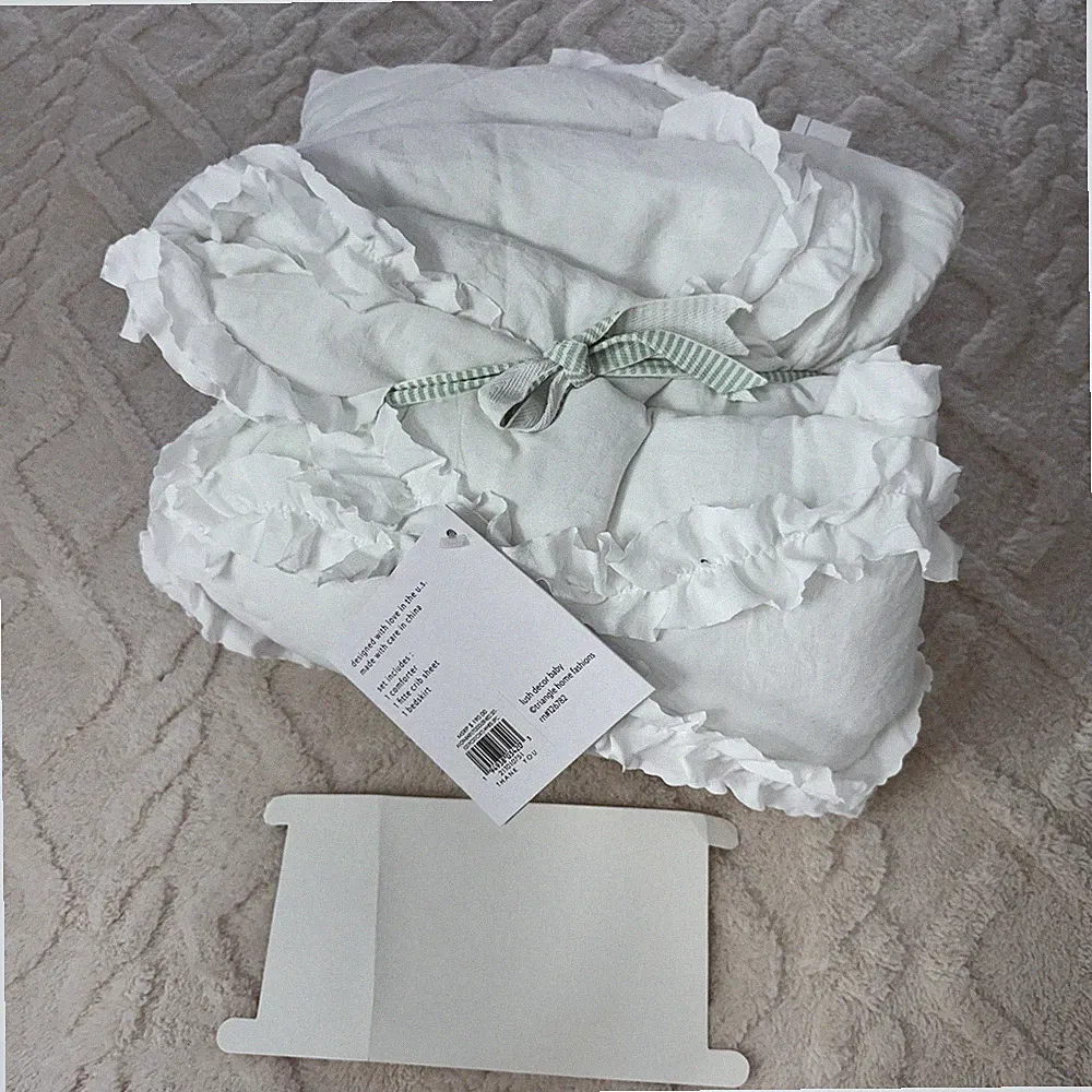 Lush Decor $190 New Crib Set Bedtime Originals 3-Piece-Quilt Skirt Fitted Sheet