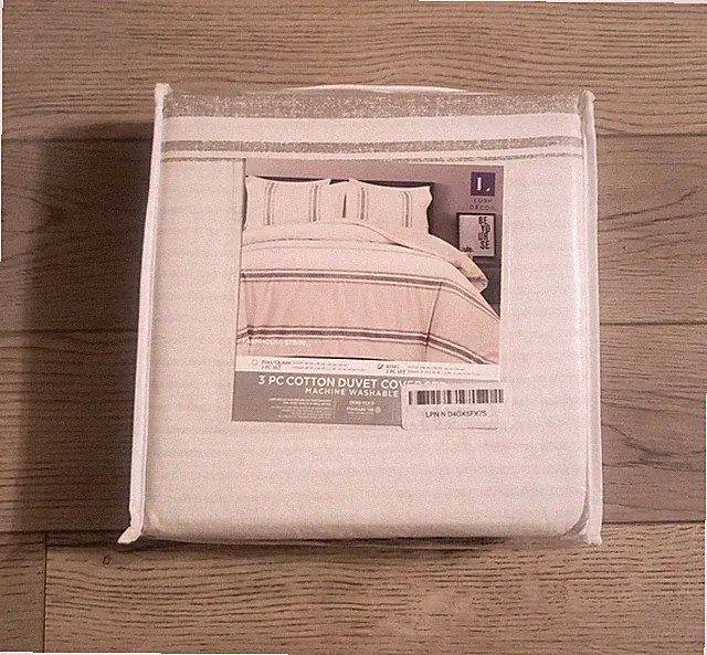 Lush Decor 3 Piece Duvet Covet Set King Size Farmhouse Stripe Gray 104 In x 90in