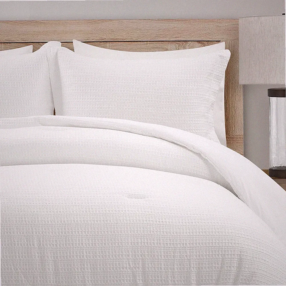 Lush Decor 3 Piece Solid Waffle Textured King Size Comfort Set