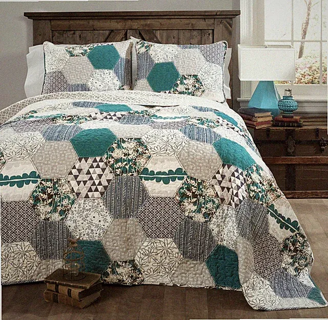 🏯 Lush Decor - 3pc Bailey Quilt Set Turquoise (Full/Queen) 88”x 92”🆕