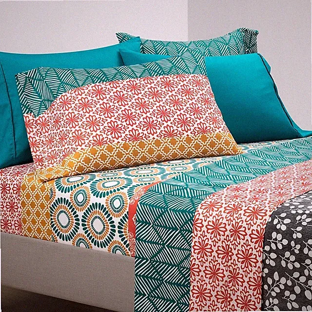 Lush Decor Bohemian Stripe Sheet Set, 6 Piece Set, King, Turquoise & Orange -...