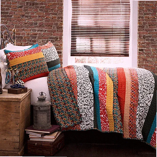 Lush Decor Boho Stripe Reversible Cotton Full/Queen, Turquoise & Tangerine