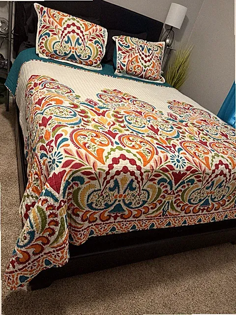 Lush Decor Clara Quilt 3 Piece Reversible Bedding Set, Full Queen, Turquoise