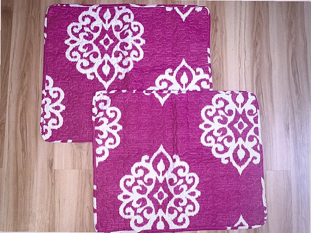 LUSH DECOR Cotton Boho Pillow Shams Standard Cotton Quilted Berry Red NWOT set2