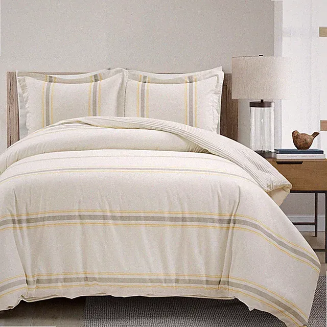 Lush Decor Farmhouse Stripe Reversible Cotton Duvet Cover Set 3 Piece Set King