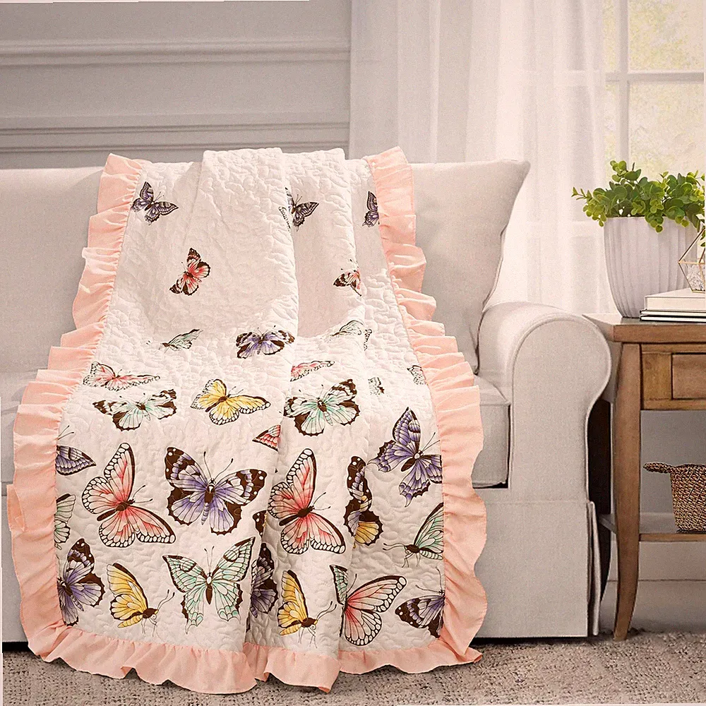 Lush Decor Flutter Butterfly Throw Blanket Single 50" W x 60" L Pink - Pink B...