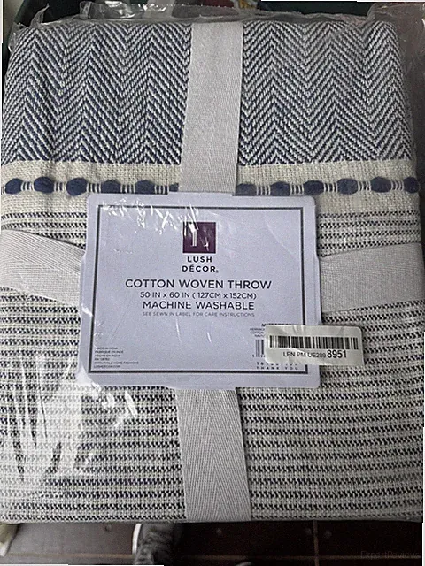 Lush Decor Herringbone Stripe Yarn Dyed Cotton Woven Tassel Blanket, 60" x 50...