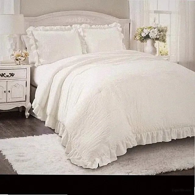 Lush Decor Home-Reyna collection-California King size Ruffled white Comforter