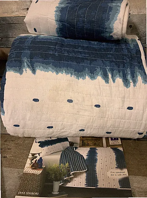 🛖 Lush decor Jane Shibori 3 Piece Quilt Set -Navy -Full/Queen👌AS SHOWN‼️READ👇
