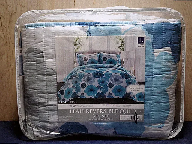 Lush Decor Leah Reversible Quilt 3 Pc. Set Leah-Blue