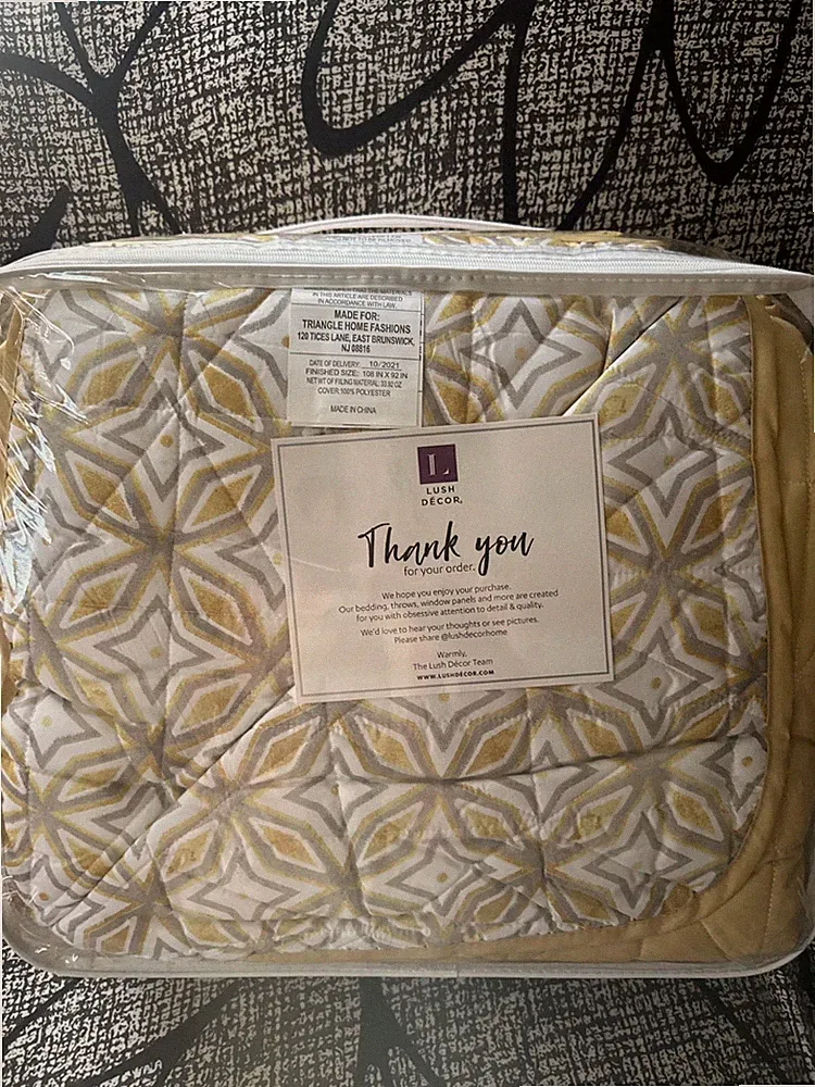 Lush Decor Mid Century Modern Geo Reversible 3 Piece Quilt Yellow Full - Queen