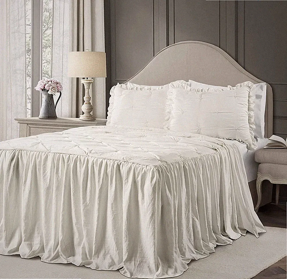 Lush Decor Ravello Pintuck Ruffle Skirt Bedspread Lightweight 2 Piece Set, Twin
