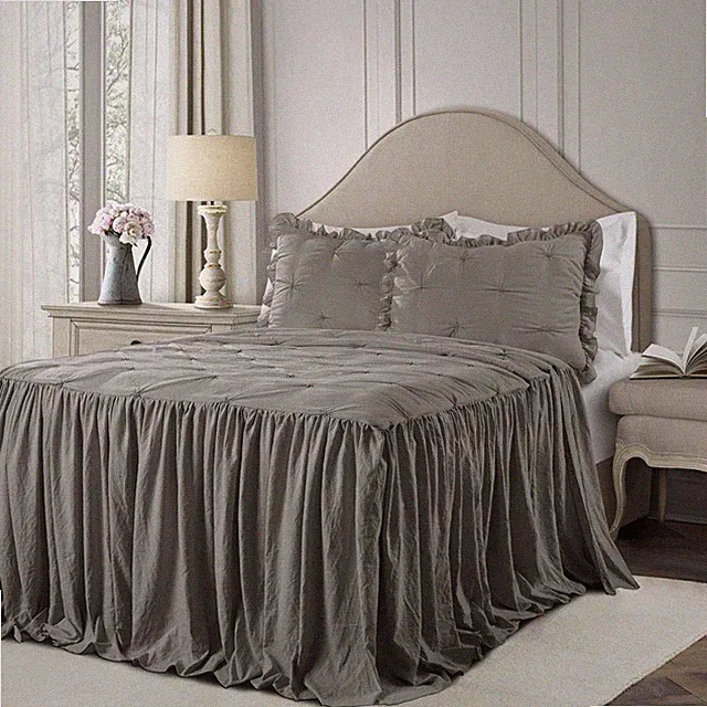 Lush Decor Ravello Pintuck Ruffle Skirt Bedspread Set - Luxe 3 Piece Ruffled...