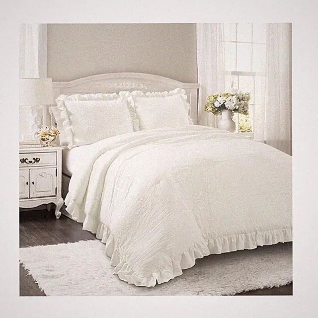 Lush Decor Reyna Ruffle Comforter Set - 3 Piece Cozy Ruffled Bedding Set - Ti...