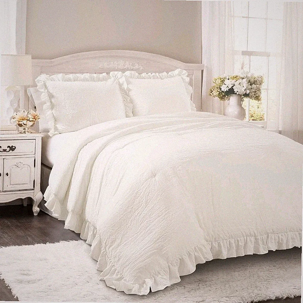 Lush Decor Reyna Ruffle Comforter Set 3PC Cozy Bedding Set F/Q READ!!! (SH3)