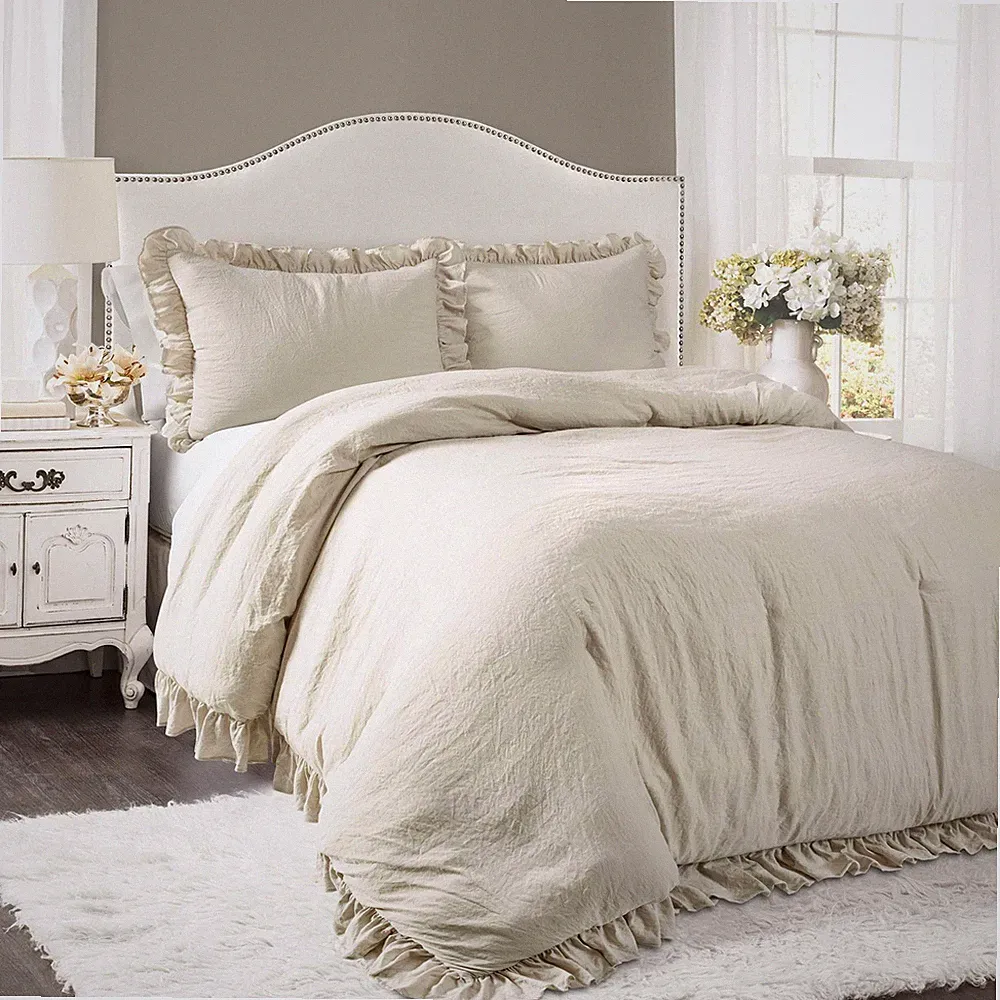 Lush Decor Reyna Ruffle Full Queen Bedding Set Microfiber Comforter Shams