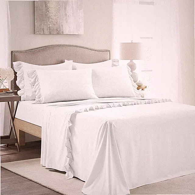 Lush Decor Reyna Ruffle Sheet Set 6 Piece Queen, White