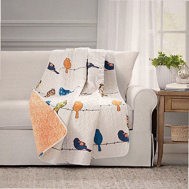 Lush Decor Rowley Birds Reversible Throw Blanket, 50" W x 60" L, Multi - Throw B
