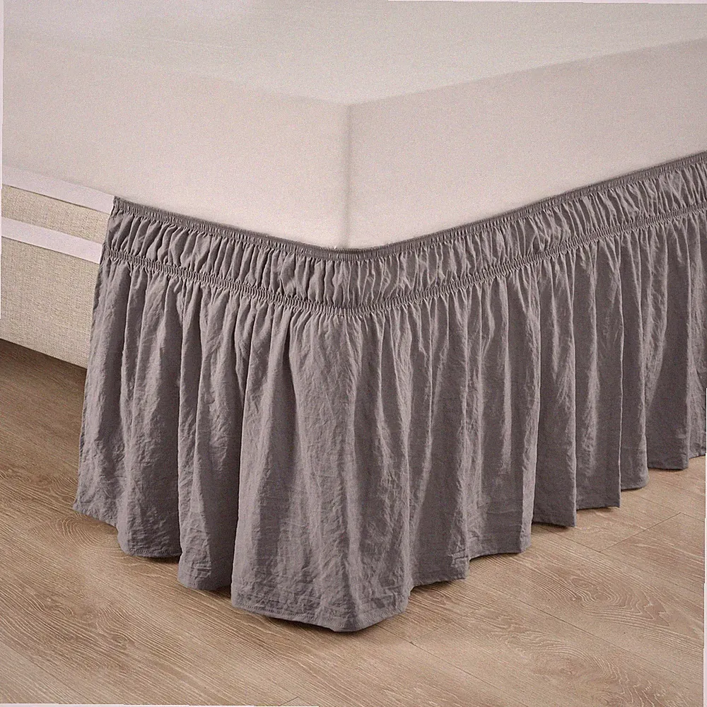 Lush Decor Ruched Ruffle Elastic Easy Wrap Around Bed Skirt Single Queen/King...