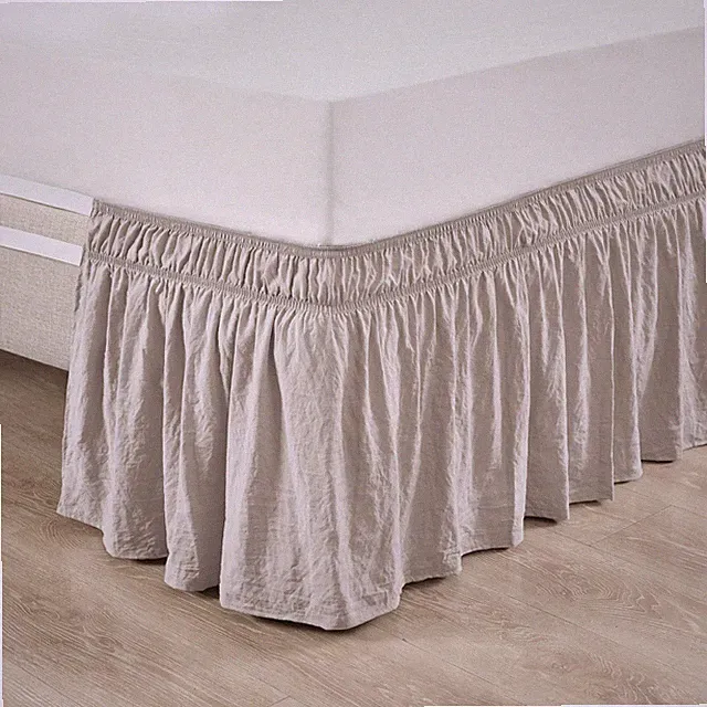 Lush Decor Ruched Ruffle Elastic Easy Wrap Queen/King/Cal King, Neutral