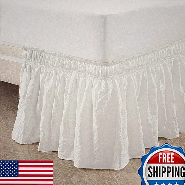 Lush Decor Ruched Ruffle Elastic Wrap Around Bed Skirt Queen/King/Cal King