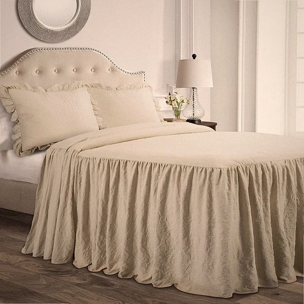 Lush Decor Ruffle Skirt Bedspread Set 3Piece Luxurious Farmhouse Bedding El...