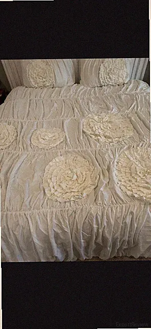 Lush Decor Serena 3 Piece Comforter Set, King, Ivory, w/ 4 Matching Curtains