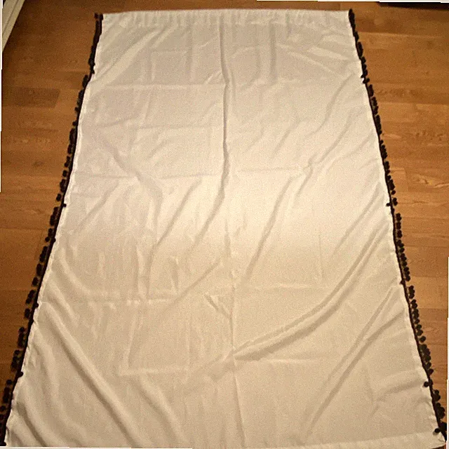 Lush Decor White curtains with Black Pom Pom Trim, 92 in x 213 cm, Polyester