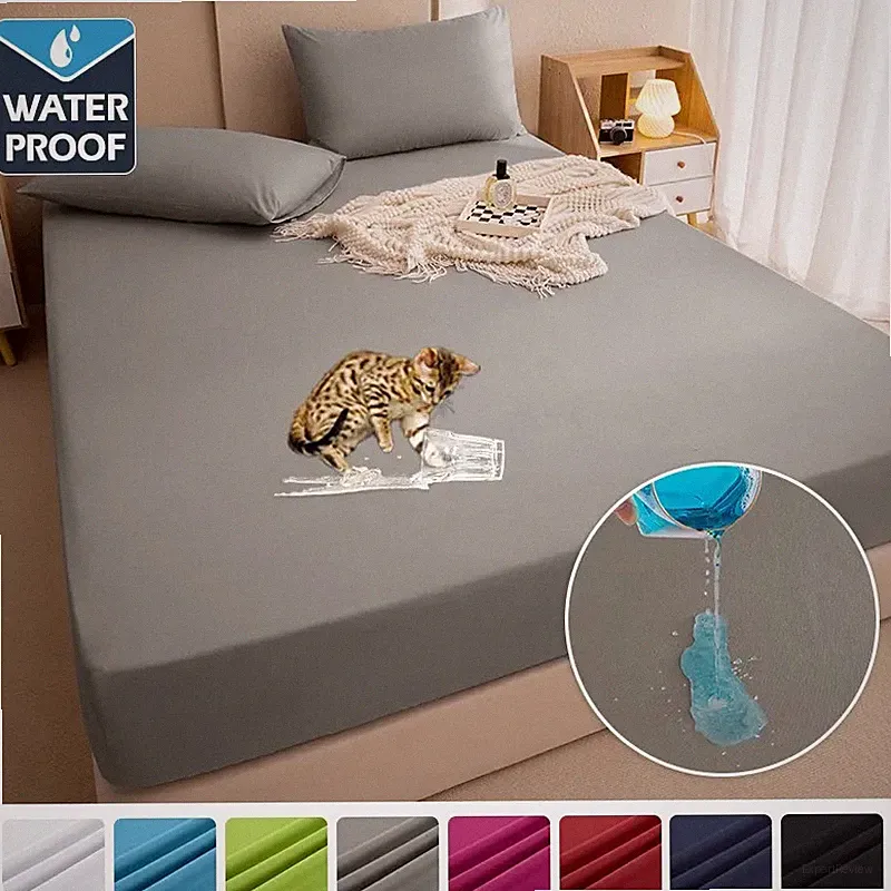 Mattress Cover Solid Color Bedspreads All-around Elastic Band Bed Sheet Decor
