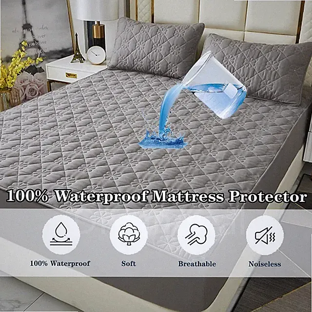 Mattress Protector Embossed Bed Mattress Cover Soft Fitted Mattress Pad Washable