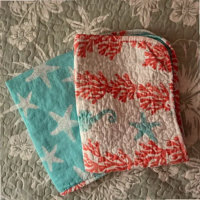 NWOT Pair - Lush Decor Reversible Cotton Quilted Sealife Standard Pillow Shams