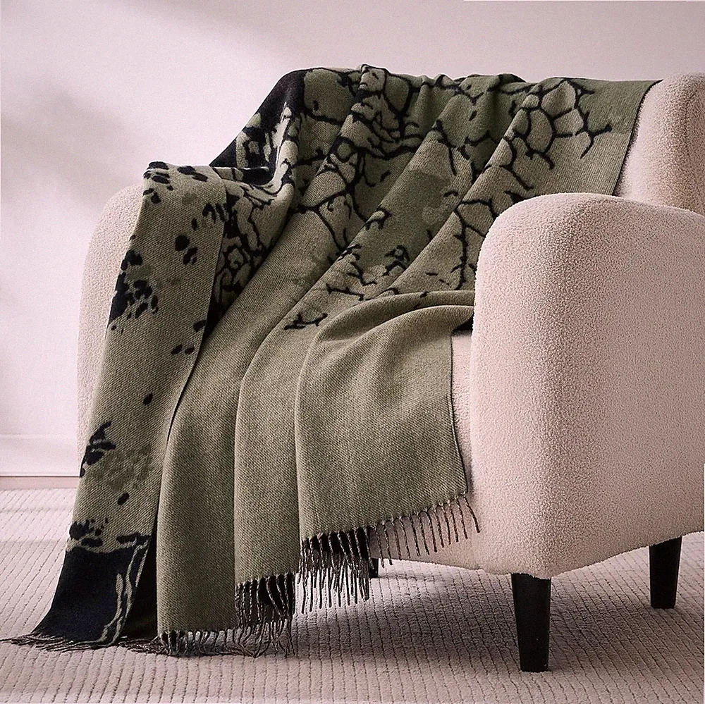 NWT! Lush Decor x Chuks Collins Threaded Roots Wool Cashmere Throw Blanket