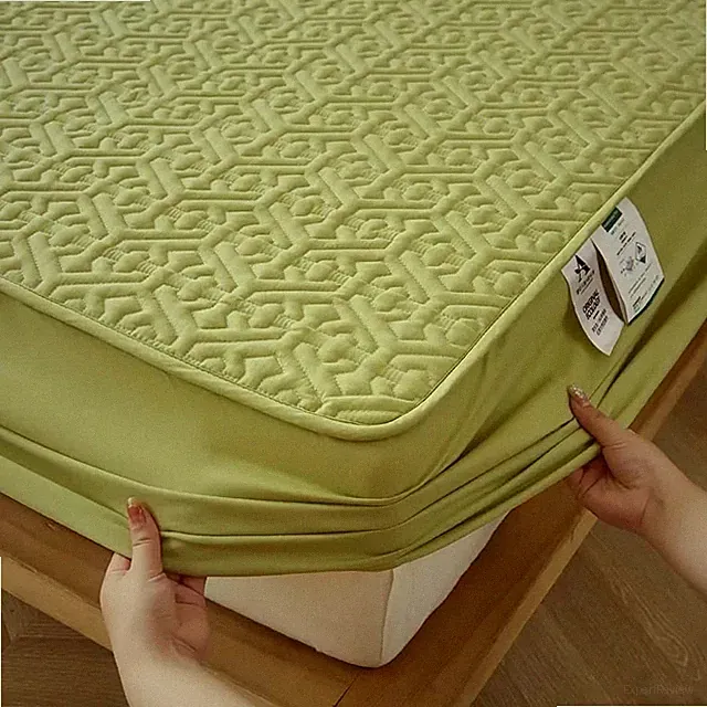 Pure Cotton Soft Quilted Mattress Cover Anti-bacterial Bed Protector FittedSheet