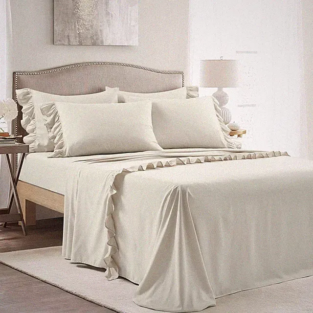 Reyna Ruffle Sheet Set Full Size Elegant Soft Microfiber Bedding Set