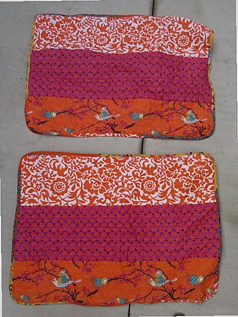 Set Of 2 King Quilted Pillow Shams BOHO Birds & Floral Pattern - Lush Decor