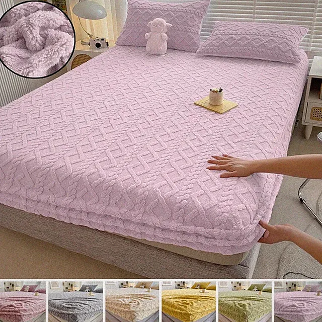 Thicken Warm Mattress Cover Elastic Fitted Sheet Protector Non-Slip Bedspread
